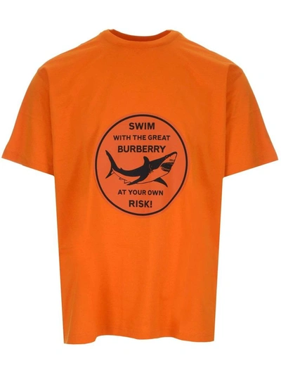 Shop Burberry Men's Orange Other Materials T-shirt