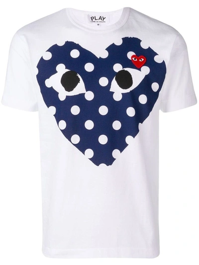 Shop Comme Des Garçons Play Men's White Cotton T-shirt