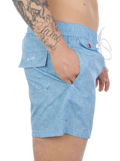 Shop Kiton Men's Light Blue Polyester Trunks