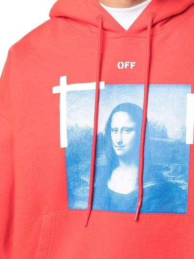 Off-white Orange Mona Lisa Print Cotton Hoodie In Red | ModeSens