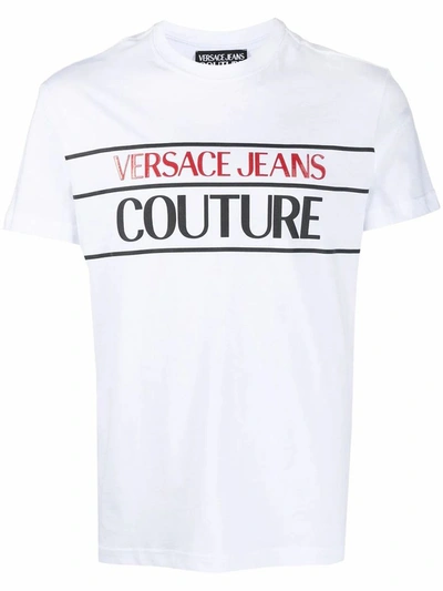 Shop Versace Jeans Men's White Cotton T-shirt