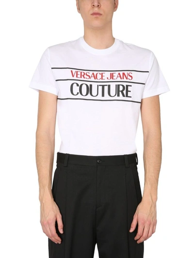 Shop Versace Jeans Men's White Cotton T-shirt