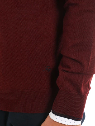 Shop Fay Men's Burgundy Wool Sweater