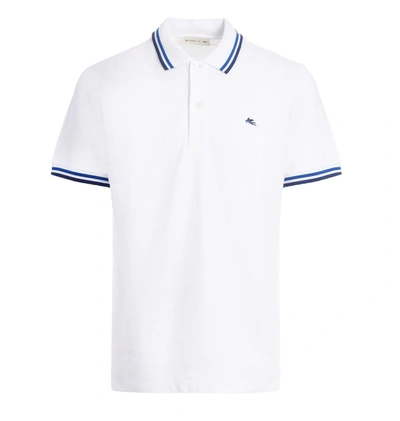 Shop Etro Men's White Cotton Polo Shirt