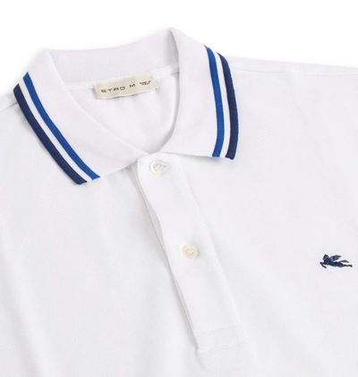 Shop Etro Men's White Cotton Polo Shirt