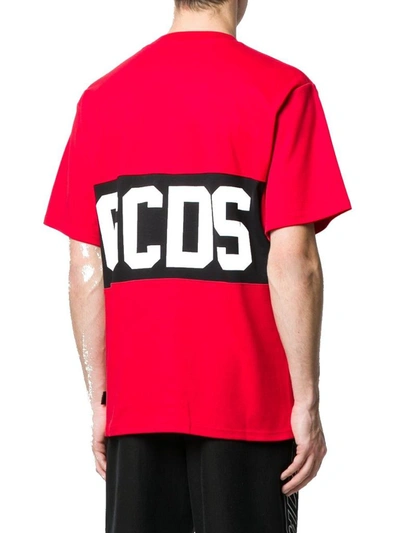 Shop Gcds Men's Red Cotton T-shirt
