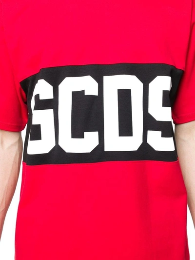 Shop Gcds Men's Red Cotton T-shirt