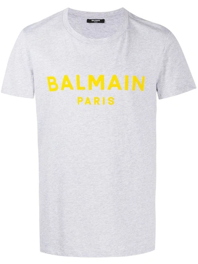 Shop Balmain Men's Grey Cotton T-shirt