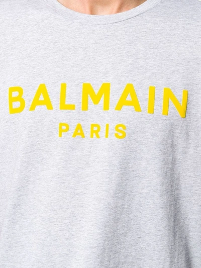 Shop Balmain Men's Grey Cotton T-shirt