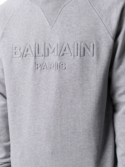 Shop Balmain Men's Grey Cotton Sweatshirt