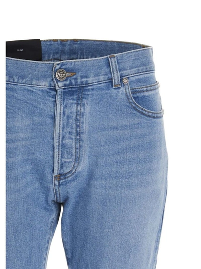Shop Balmain Men's Light Blue Cotton Jeans