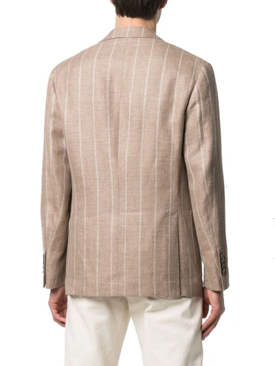 Shop Brunello Cucinelli Men's Beige Linen Blazer