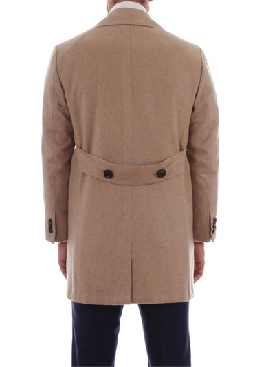 Shop Kiton Men's Beige Wool Coat