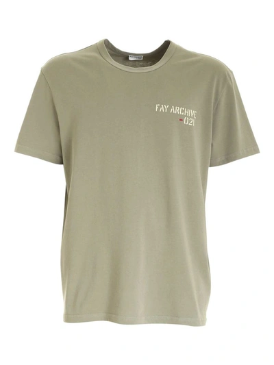Shop Fay Men's Green Cotton T-shirt