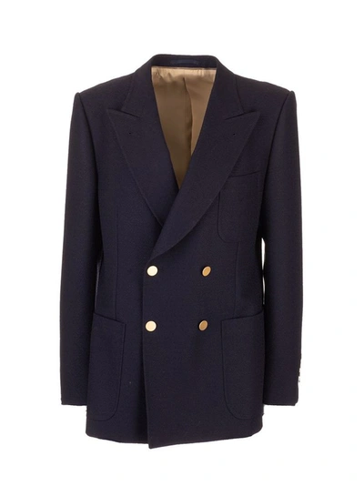 Shop Gucci Men's Blue Wool Blazer