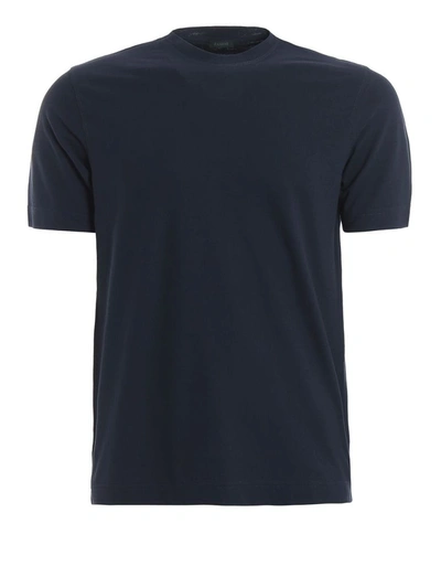 Shop Zanone Men's Blue Cotton T-shirt
