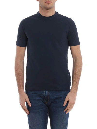 Shop Zanone Men's Blue Cotton T-shirt