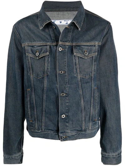 Shop Off-white Men's Blue Cotton Jacket