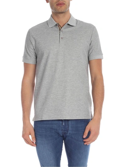 Shop Burberry Men's Grey Cotton Polo Shirt