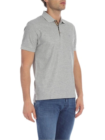 Shop Burberry Men's Grey Cotton Polo Shirt