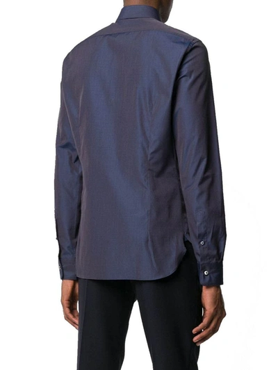 Shop Ermenegildo Zegna Men's Blue Cotton Shirt