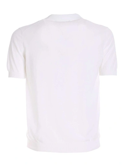 Shop Tagliatore Men's White Cotton Polo Shirt