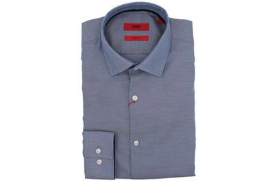 Shop Hugo Boss Men's Blue Cotton Shirt