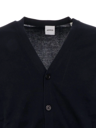 Shop Aspesi Men's Blue Cotton Cardigan