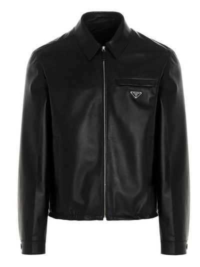 Shop Prada Men's Black Other Materials Outerwear Jacket