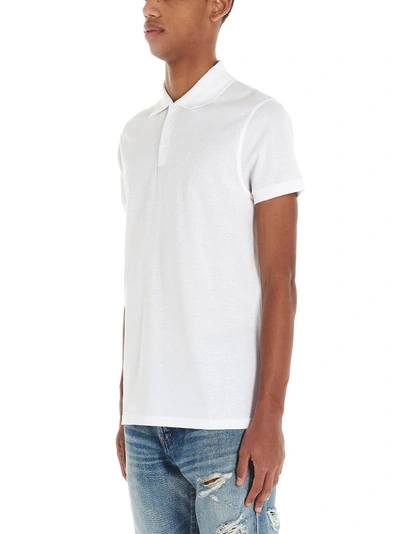 Shop Saint Laurent Men's White Cotton Polo Shirt
