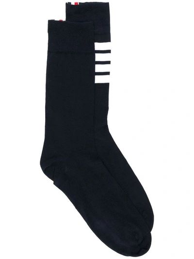 Shop Thom Browne Men's Blue Cotton Socks