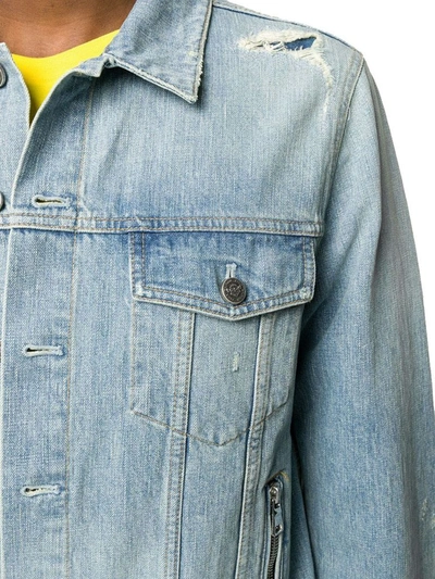 Shop Balmain Men's Light Blue Cotton Jacket