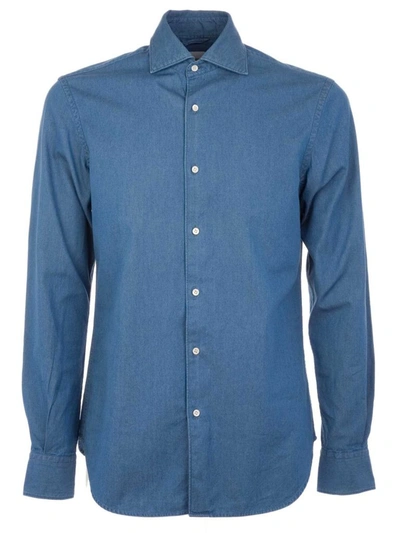 Shop Aspesi Men's Blue Cotton Shirt