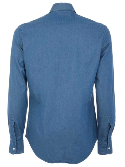 Shop Aspesi Men's Blue Cotton Shirt