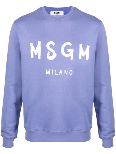 Shop Msgm Men's Purple Cotton Sweatshirt