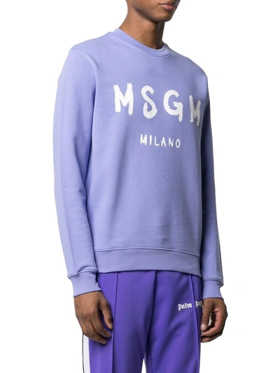 Shop Msgm Men's Purple Cotton Sweatshirt