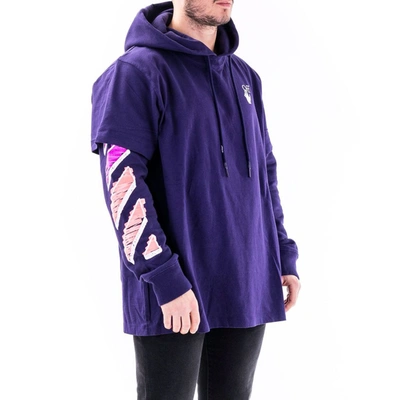 Shop Off-white Men's Purple Cotton Sweatshirt