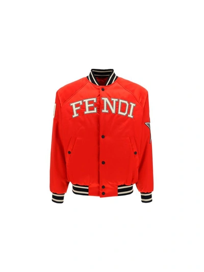Fendi Multi-patch Bomber Jacket In Red