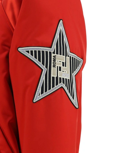 Fendi Multi-patch Bomber Jacket In Red
