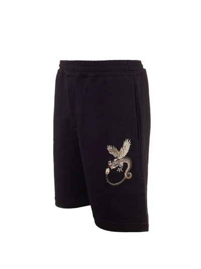 Shop Alexander Mcqueen Men's Black Cotton Shorts