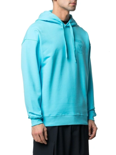 Shop Moschino Men's Light Blue Cotton Sweatshirt