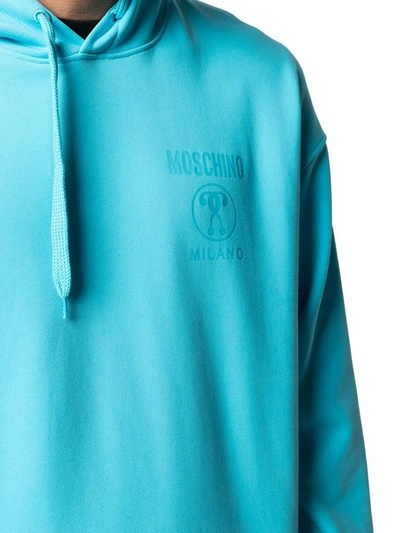 Shop Moschino Men's Light Blue Cotton Sweatshirt