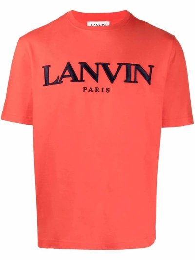 Shop Lanvin Men's Red Cotton T-shirt