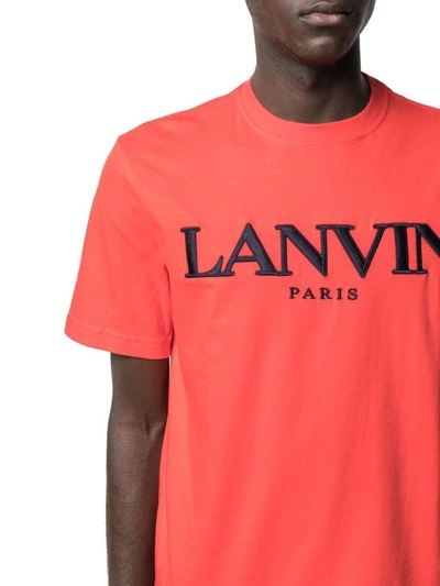 Shop Lanvin Men's Red Cotton T-shirt
