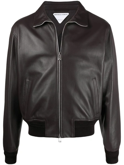 Shop Bottega Veneta Men's Black Leather Outerwear Jacket