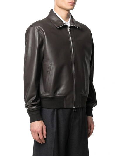 Shop Bottega Veneta Men's Black Leather Outerwear Jacket