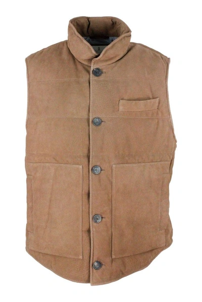 Shop Brunello Cucinelli Men's Brown Leather Vest