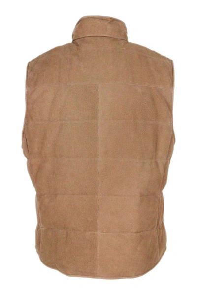 Shop Brunello Cucinelli Men's Brown Leather Vest