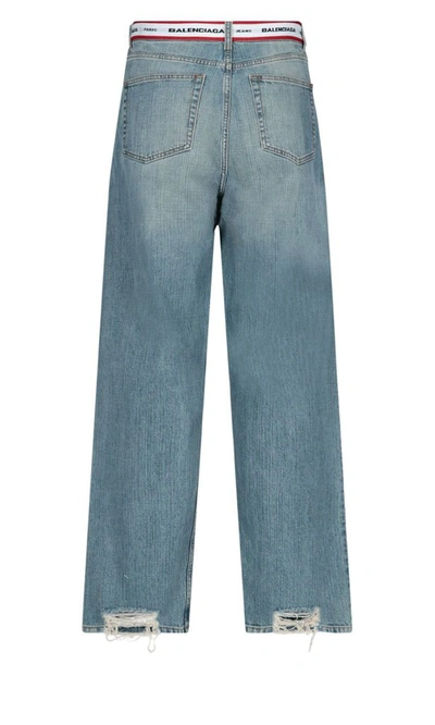 Shop Balenciaga Men's Blue Cotton Jeans