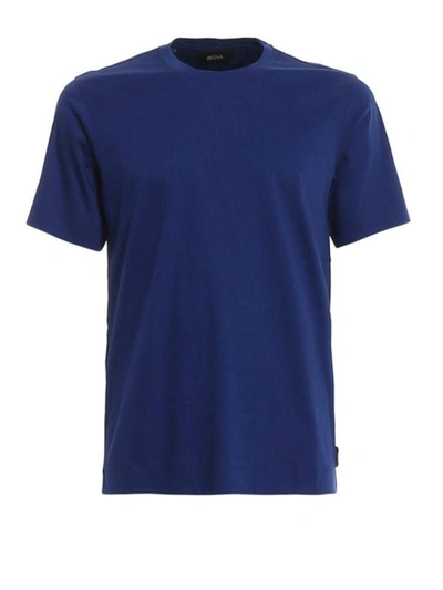 Shop Z Zegna Men's Blue Cotton T-shirt